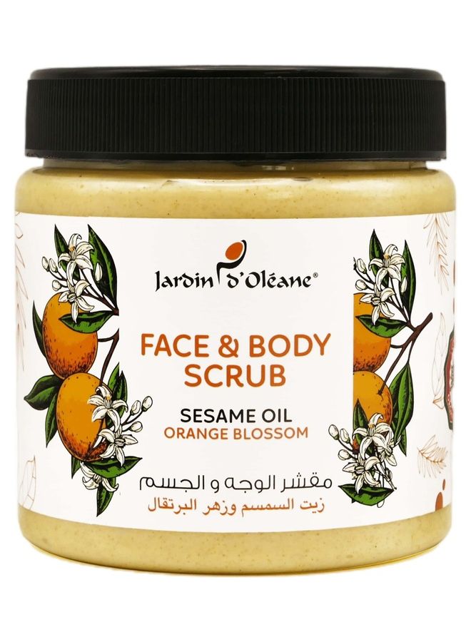 JARDIN D OLEANE Face And Body Scrub With Sesame Oil and Orange Blossom Beige 500grams  - Image 1