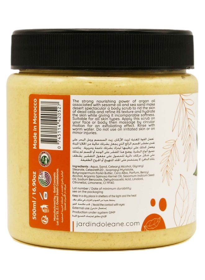 JARDIN D OLEANE Face And Body Scrub With Sesame Oil and Orange Blossom Beige 500grams  - Image 2