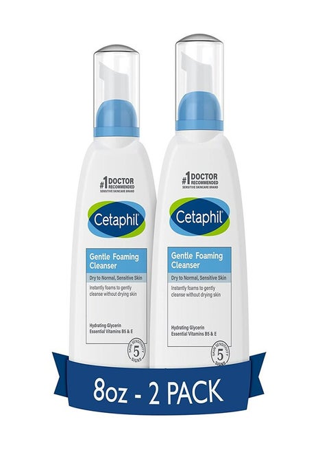 Oil Free Gentle Foaming Cleanser For Dry to Normal Sensitive Skin Pack of 2 236ml