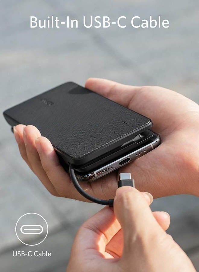 Anker - PowerCore Plus Charging Power Bank With Built-In USB-C Cable Black Fabric - Image 1
