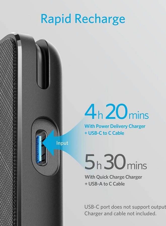 Anker - PowerCore Plus Charging Power Bank With Built-In USB-C Cable Black Fabric - Image 1