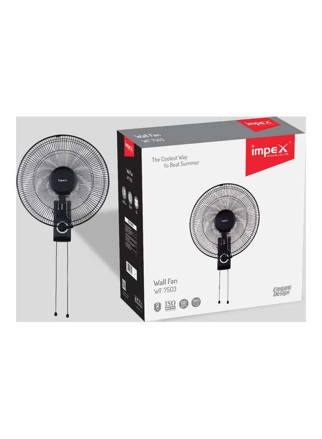 إمبكس مروحة حائط بإمكانية الاختيار بين 3 سرعات 60.0 W WF 7503 أسود - Image 2