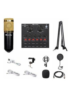 Audio Mixer BM800 Condenser Microphone Live Sound Card V8 SET Black