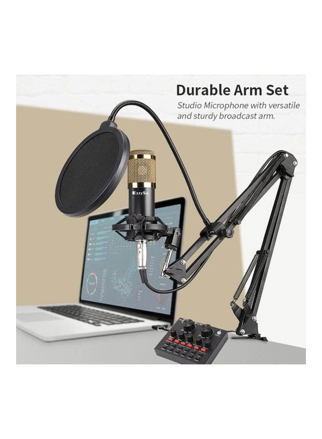 EzzySo - Audio Mixer BM800 Condenser Microphone Live Sound Card V8 SET Black - Image 1