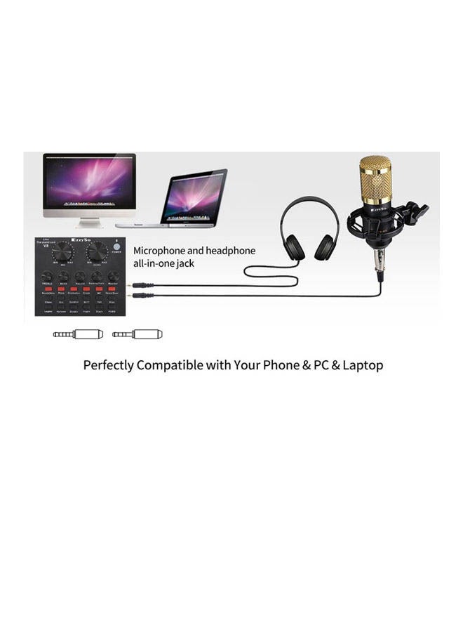 EzzySo - Audio Mixer BM800 Condenser Microphone Live Sound Card V8 SET Black - Image 1