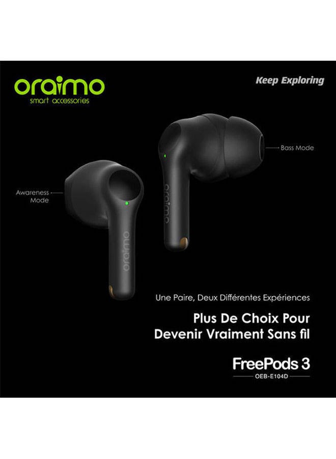 Oraimo - FreePods 3 TWS True Wireless Stereo Earbuds Black - Image 1