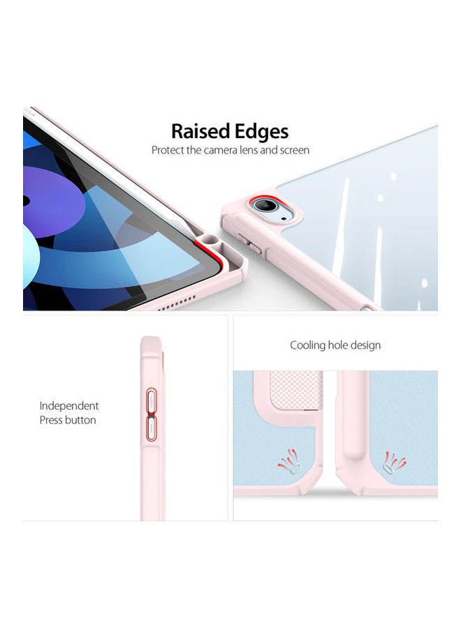 Rock Pow - Protective Case Cover For Apple iPad Air4/Air5 10.9 inch (2020/2022) Generation with Pencil Holder, [Support Apple Pencil Charging and Touch ID], Clear Transparent Case with Auto Wake/Sleep Pink - Image 1
