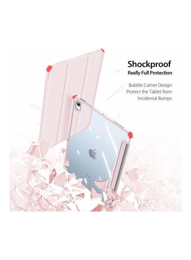 Rock Pow - Protective Case Cover For Apple iPad Air4/Air5 10.9 inch (2020/2022) Generation with Pencil Holder, [Support Apple Pencil Charging and Touch ID], Clear Transparent Case with Auto Wake/Sleep Pink - Image 1