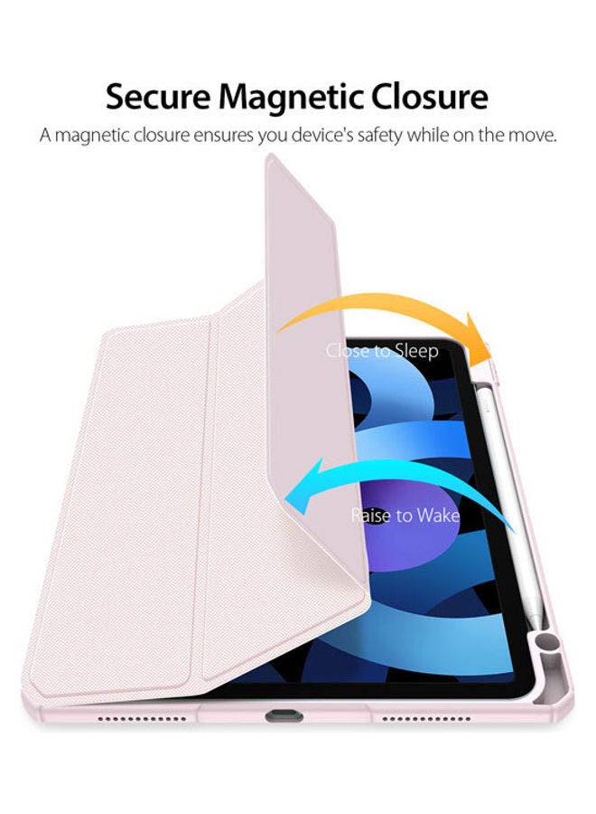 Rock Pow - Protective Case Cover For Apple iPad Air4/Air5 10.9 inch (2020/2022) Generation with Pencil Holder, [Support Apple Pencil Charging and Touch ID], Clear Transparent Case with Auto Wake/Sleep Pink - Image 1