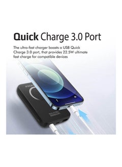 PROMATE 10000 mAh 10000mAh MagSafe Wireless Charging Power Bank 20W USB-C PD, 22.5W SuperCharge USB-A Port and USB-C /Lightning Input Port Black  - Image 3