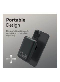 PROMATE 10000 mAh 10000mAh MagSafe Wireless Charging Power Bank 20W USB-C PD, 22.5W SuperCharge USB-A Port and USB-C /Lightning Input Port Black  - Image 5