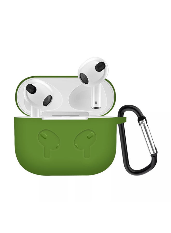 MARGOUN - Shockproof Silicone Case Cover With Keychain For Apple AirPods 3 (3rd Generation) Olive Green - Image 1