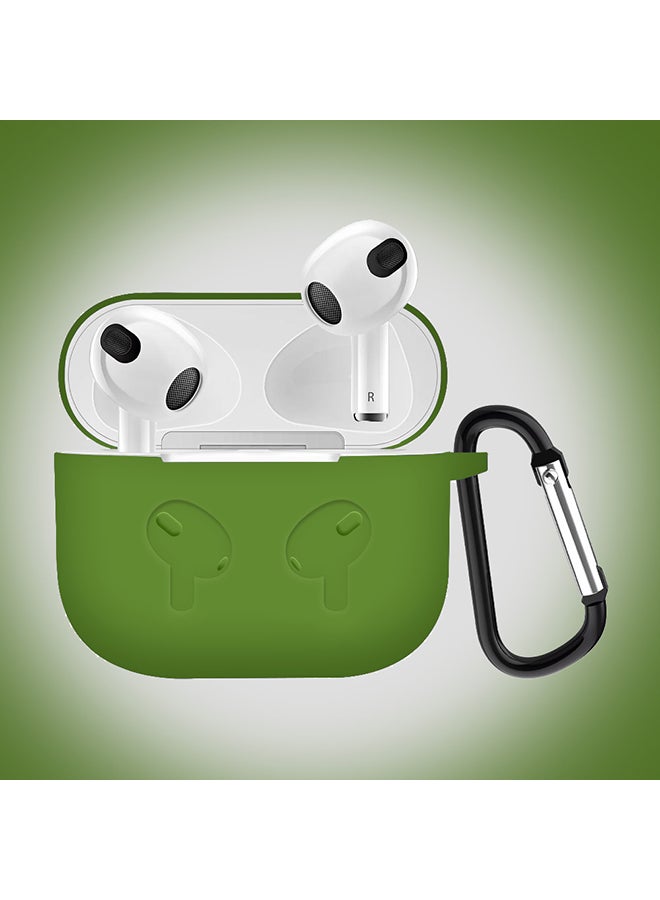 MARGOUN - Shockproof Silicone Case Cover With Keychain For Apple AirPods 3 (3rd Generation) Olive Green - Image 1