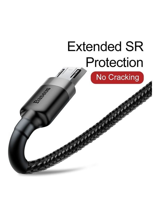 Baseus Cafule Micro USB Cable Nylon Braided Fast Quick Charger Cable USB to Micro USB 2.0A Android Charging Cord compatible for Galaxy S7 S6, Note, LG, Nexus, Nokia, PS4 3M Grey/Black Black - Image 2