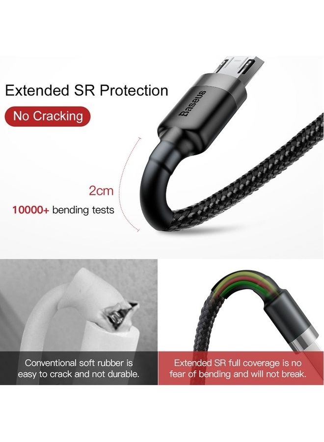 Baseus Cafule Micro USB Cable Nylon Braided Fast Quick Charger Cable USB to Micro USB 2.0A Android Charging Cord compatible for Galaxy S7 S6, Note, LG, Nexus, Nokia, PS4 3M Grey/Black Black - Image 3