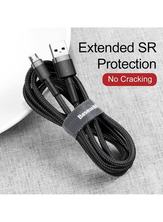 Baseus Cafule Micro USB Cable Nylon Braided Fast Quick Charger Cable USB to Micro USB 2.0A Android Charging Cord compatible for Galaxy S7 S6, Note, LG, Nexus, Nokia, PS4 3M Grey/Black Black - Image 4