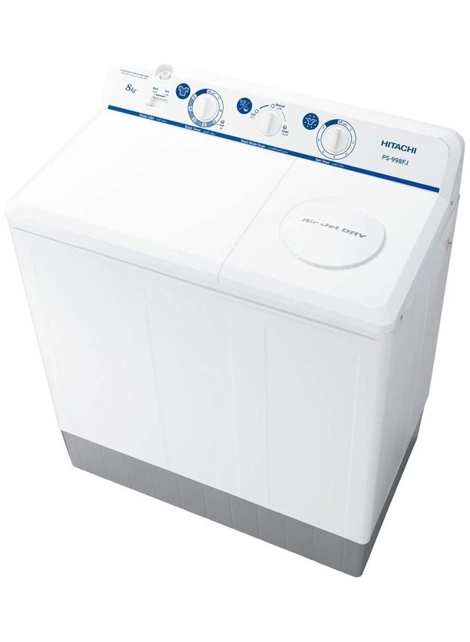 هيتاشي غسالة قائمة بذاتها بحوضين ومزودة بـ3 برامج 8 kg PS-998FJ-22056A أبيض - Image 1
