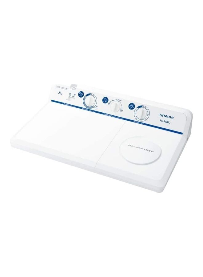 هيتاشي غسالة قائمة بذاتها بحوضين ومزودة بـ3 برامج 8 kg PS-998FJ-22056A أبيض - Image 2