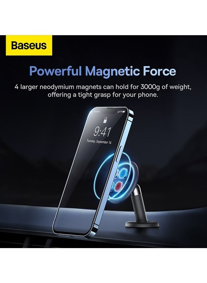 Baseus Universal 360 Degree Strong Magnetic Dashboard Car Mount Holder with Cable Clip Organizer for Samsung, iPhone, Huawei, Xiaomi and Other Smartphones Black  - Image 3