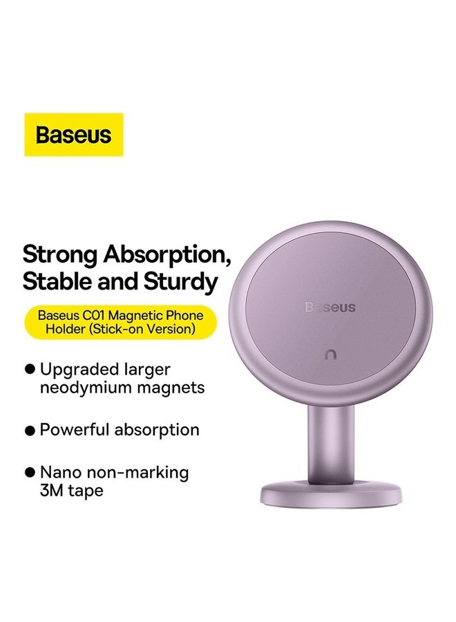 Baseus Universal 360 Degree Strong Magnetic Dashboard Car Mount Holder with Cable Clip Organizer for Samsung, iPhone, Huawei, Xiaomi and Other Smartphones Purple  - Image 2
