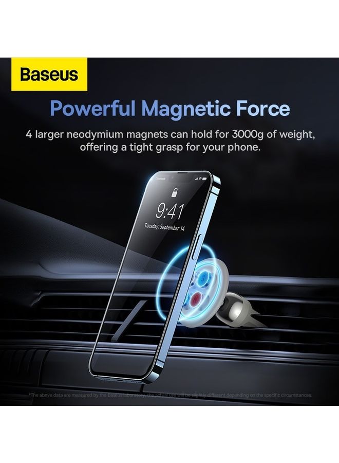 Baseus Universal 360 Degree Strong Magnetic Air Vent Car Mount Holder with Cable Clip Organizer for Samsung, iPhone, Huawei, Xiaomi and Other Smartphones Beige  - Image 3
