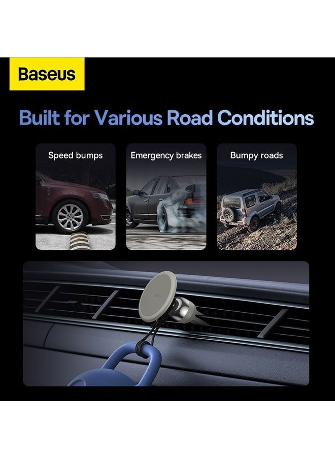 Baseus Universal 360 Degree Strong Magnetic Air Vent Car Mount Holder with Cable Clip Organizer for Samsung, iPhone, Huawei, Xiaomi and Other Smartphones Beige  - Image 4