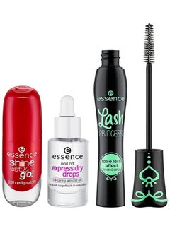 Essence Lash Princess Volume Mascara, Express Dry Drops, Shine Last Nail Polish 16 (3 pcs set) Multicolour  - Image 1