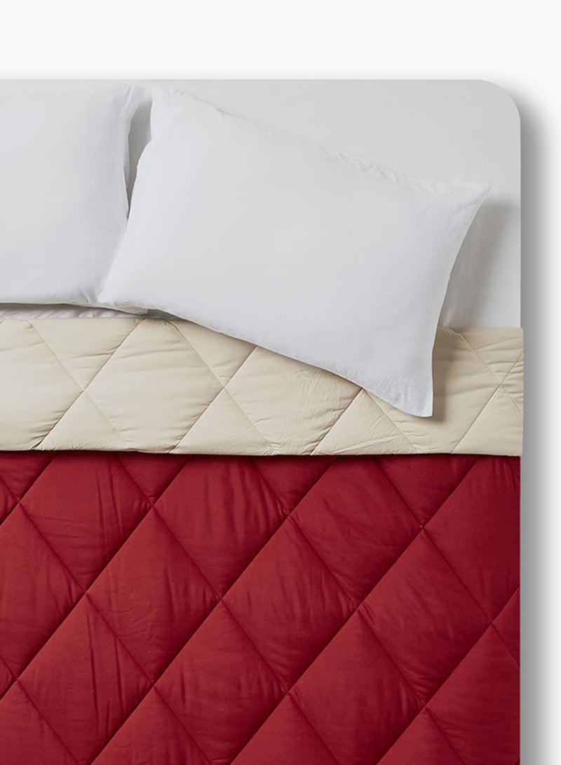 Amal - Comforter King Size All Season Everyday Use Bedding Set Extra Soft Microfiber Single Piece Reversible Comforter   Red/Beige Polyester Red/Beige - Image 1