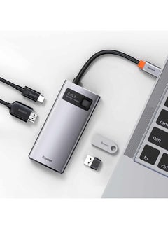 4 in 1 USB C Hub Docking Station Adapter with 4K HDMI for MacBook Pro, Surface Pro, iPad Pro and Other Type C Devices Grey/Black