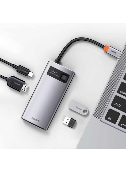 4 in 1 USB C Hub Docking Station Adapter with 4K HDMI for MacBook Pro, Surface Pro, iPad Pro and Other Type C Devices Grey/Black
