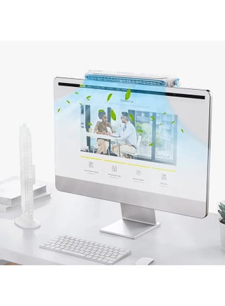 2 In 1 Stand Up Clip On Computer Fan Bladeless Monitor Clip On Fan Personal Cooling Office Quiet USB Small Tower Desk Suitable For Flat And Curved Monitor Laptop ACQS000002 White - v1659433650/N53318200A_1
