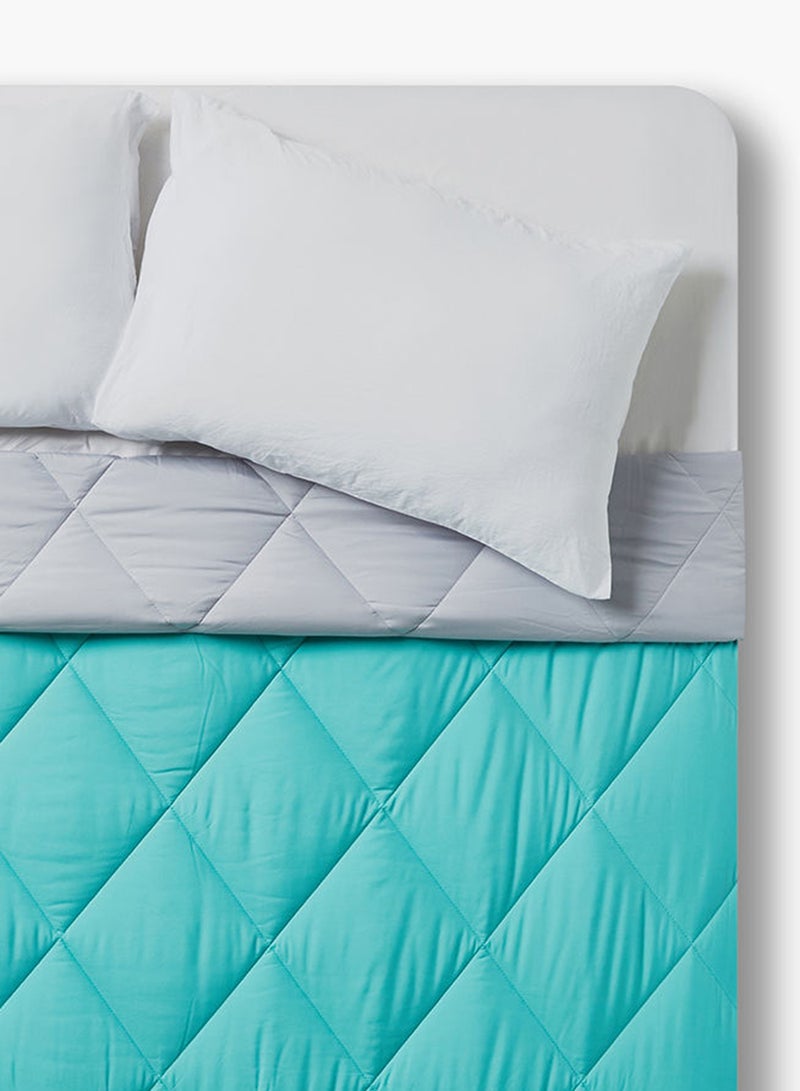 Amal - Comforter King Size All Season Everyday Use Bedding Set Extra Soft Microfiber Single Piece Reversible Comforter   Aquifier/Grey Polyester Aquifier/Grey - Image 1