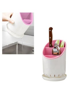 Home Concept Cutlery Drainer Organizer Pink/White 20x14x12cm  - Image 4