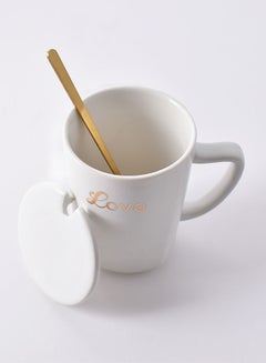 Home Concept Tea Cup Lid With Spoon White 10x9x14cm  - Image 2