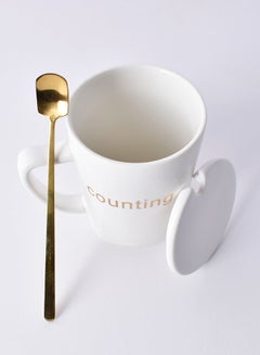 Home Concept Tea Cup Lid With Spoon White 10x9x14cm  - Image 3