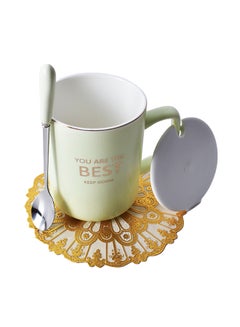 Home Concept Tea Cup Lid With Spoon Cream 9x11.5x12cm 
