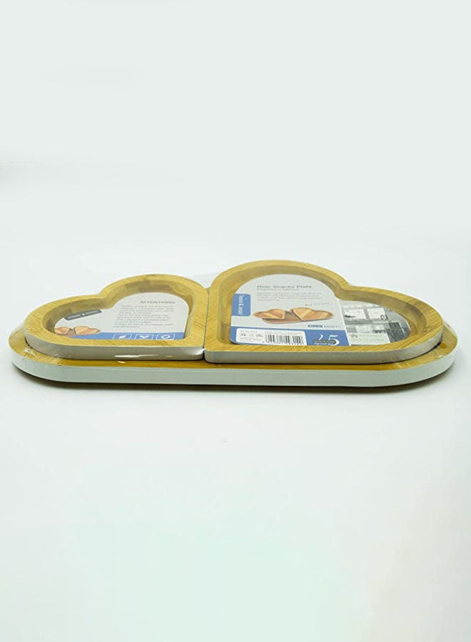 Tessie & Jessie 3-Piece Heart Shape Snaks Plate Brown/Blue 34x20x15cm - Image 5