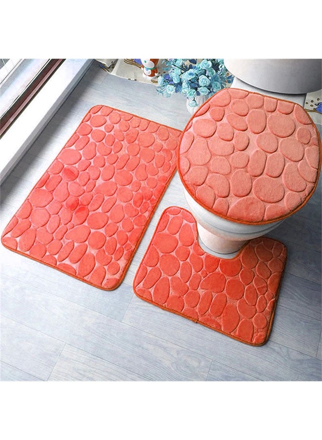 Home Concept 3-Piece Bathroom Anti Slip Pedestal Set Orange - Image 2