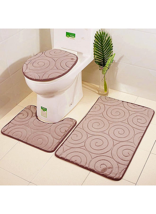 Home Concept 3-Piece Bathroom Anti Slip Pedestal Set Beige/Black  - Image 2