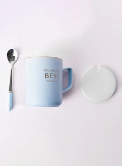 Home Concept Tea Cup Lid With Spoon Light Blue 9x11.5x12cm  - Image 2