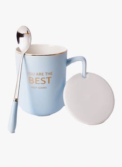 Home Concept Tea Cup Lid With Spoon Light Blue 9x11.5x12cm  - Image 3