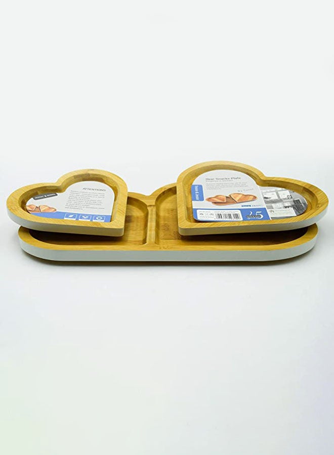 Tessie & Jessie 3-Piece Heart Shape Snaks Plate Brown/Blue 34x20x15cm - Image 4