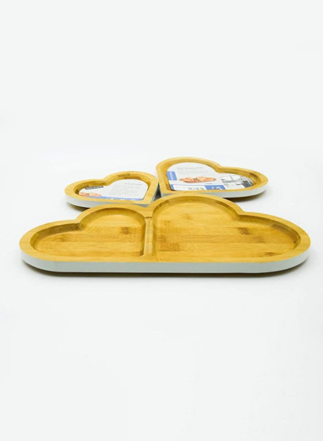 Tessie & Jessie 3-Piece Heart Shape Snaks Plate Brown/White 34x20x15cm - Image 3