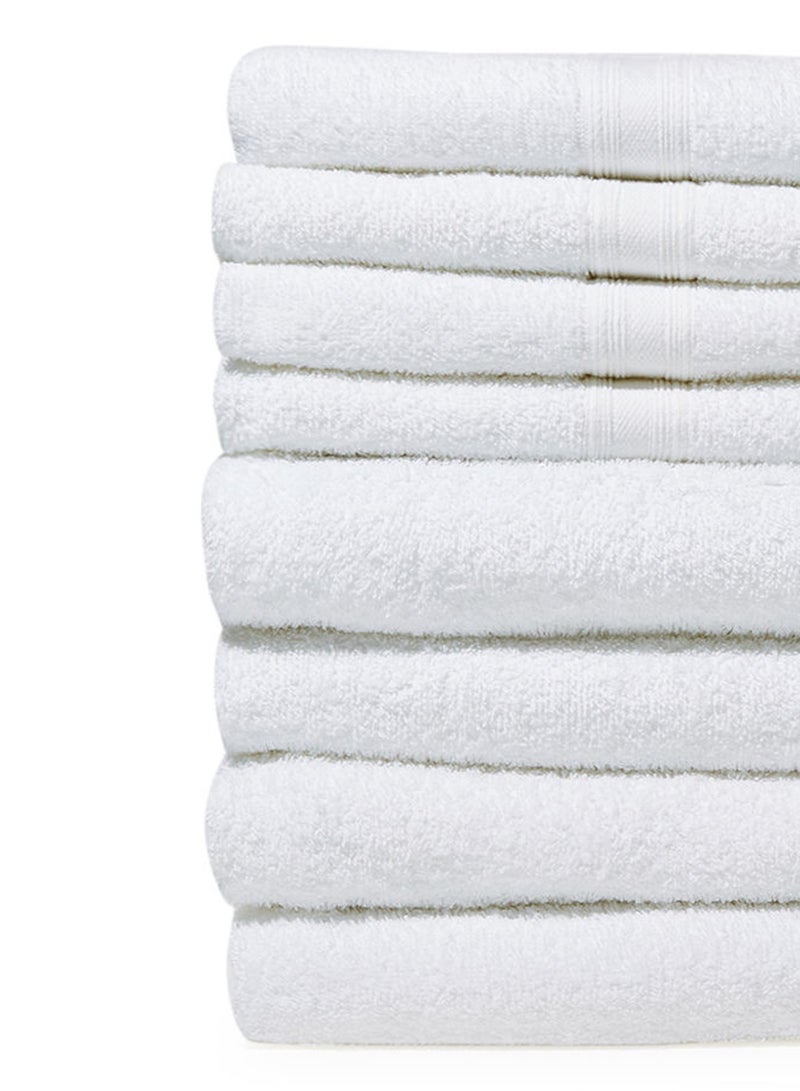 Amal 8 Piece Bathroom Towel Set - 400 GSM 100% Cotton Terry - 4 Hand Towel - 4 Bath Towel - White Color -Quick Dry - Super Absorbent White - Image 5