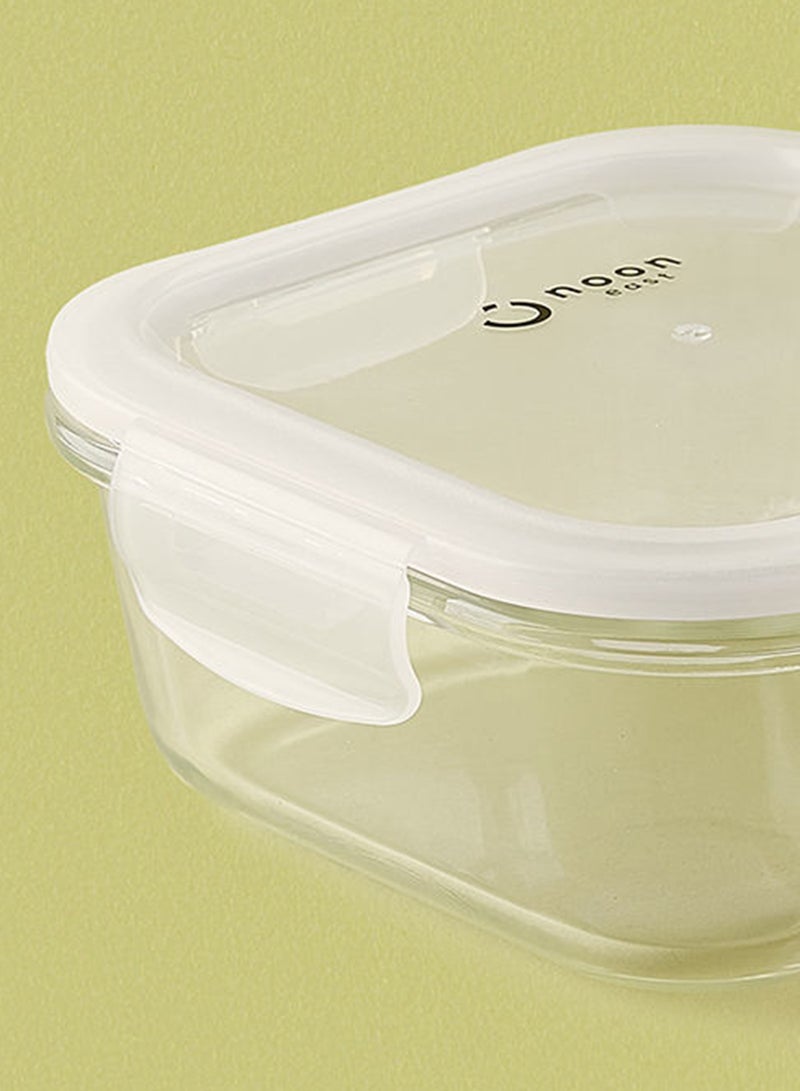 Noon East 3 Piece Borosilicate Glass Food Container Set - Airtight Lids - Lunch Box - Sqaure - Food Storage Box - Storage Boxes - Kitchen Cabinet Organizers - Glass Food Container - White White 3-Piece (Square)  - Image 5