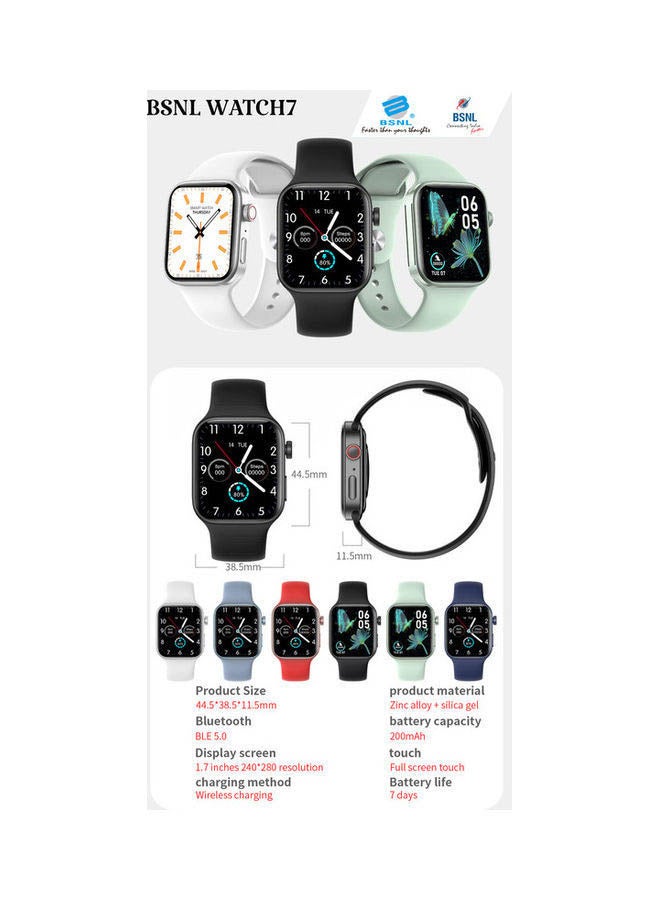 بي إس إن إل ساعة Z36 من السلسلة 7 بخاصية إجراء المكالمات بالبلوتوث والشحن اللاسلكي أسود - Image 2