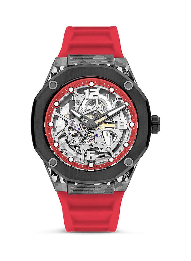 CERRUTI 1881 Men's Round Shape Silicone Band Analog Wrist Watch CIWGR2223903 - 45.5 mm - Red  - Image 1