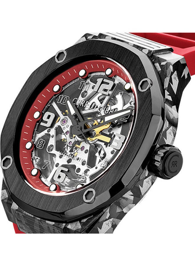 CERRUTI 1881 Men's Round Shape Silicone Band Analog Wrist Watch CIWGR2223903 - 45.5 mm - Red  - Image 4