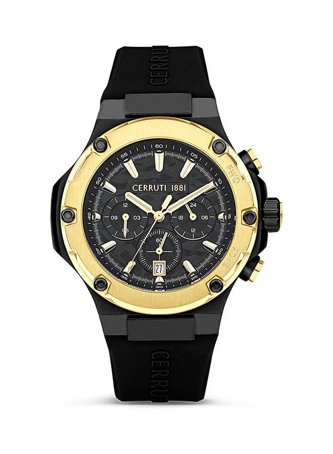 CERRUTI 1881 Men's Round Shape Silicone Band Analog Wrist Watch CIWGQ2224306 - 44 mm - Black  - Image 1