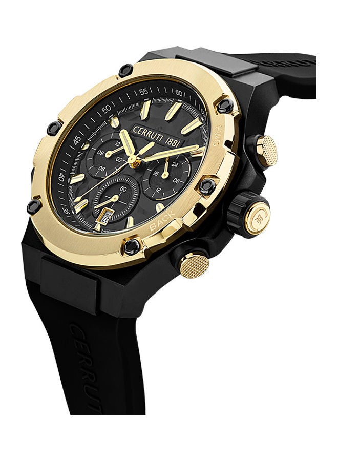 CERRUTI 1881 Men's Round Shape Silicone Band Analog Wrist Watch CIWGQ2224306 - 44 mm - Black  - Image 3